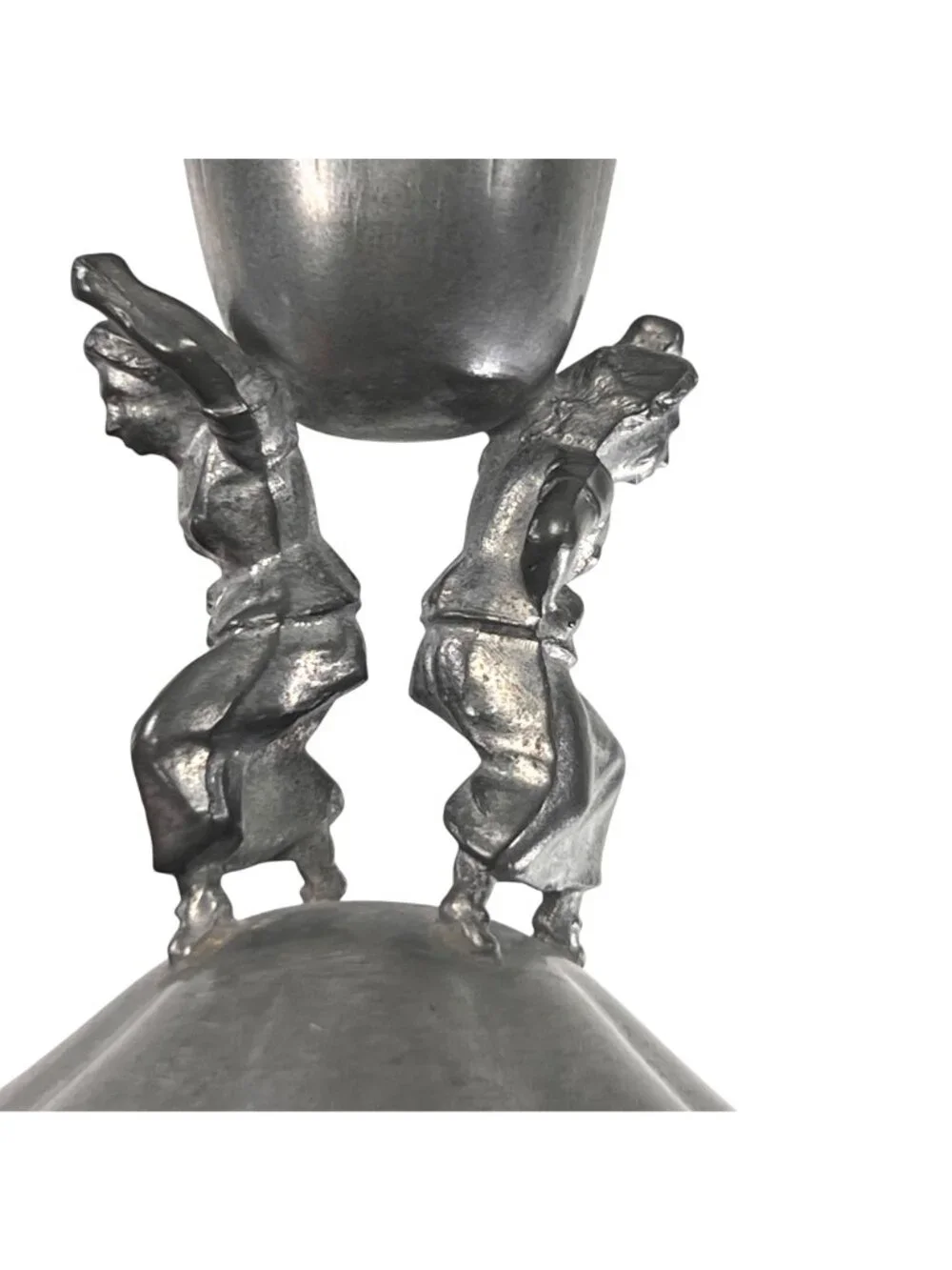Vtg KSO Kayserzinn Pewter Art Nouveau Jugendstil Vase Women Figures P108 8.5 in